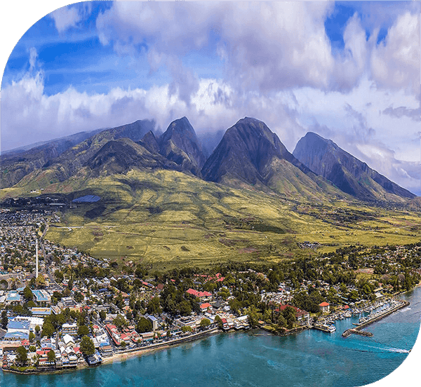 A scenic panoramic view of a neighborhood of Hawaii